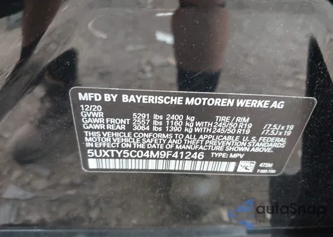 2021 BMW X3 xDrive30I from USA, damaged, VIN 5UXTY5C04M9F41246